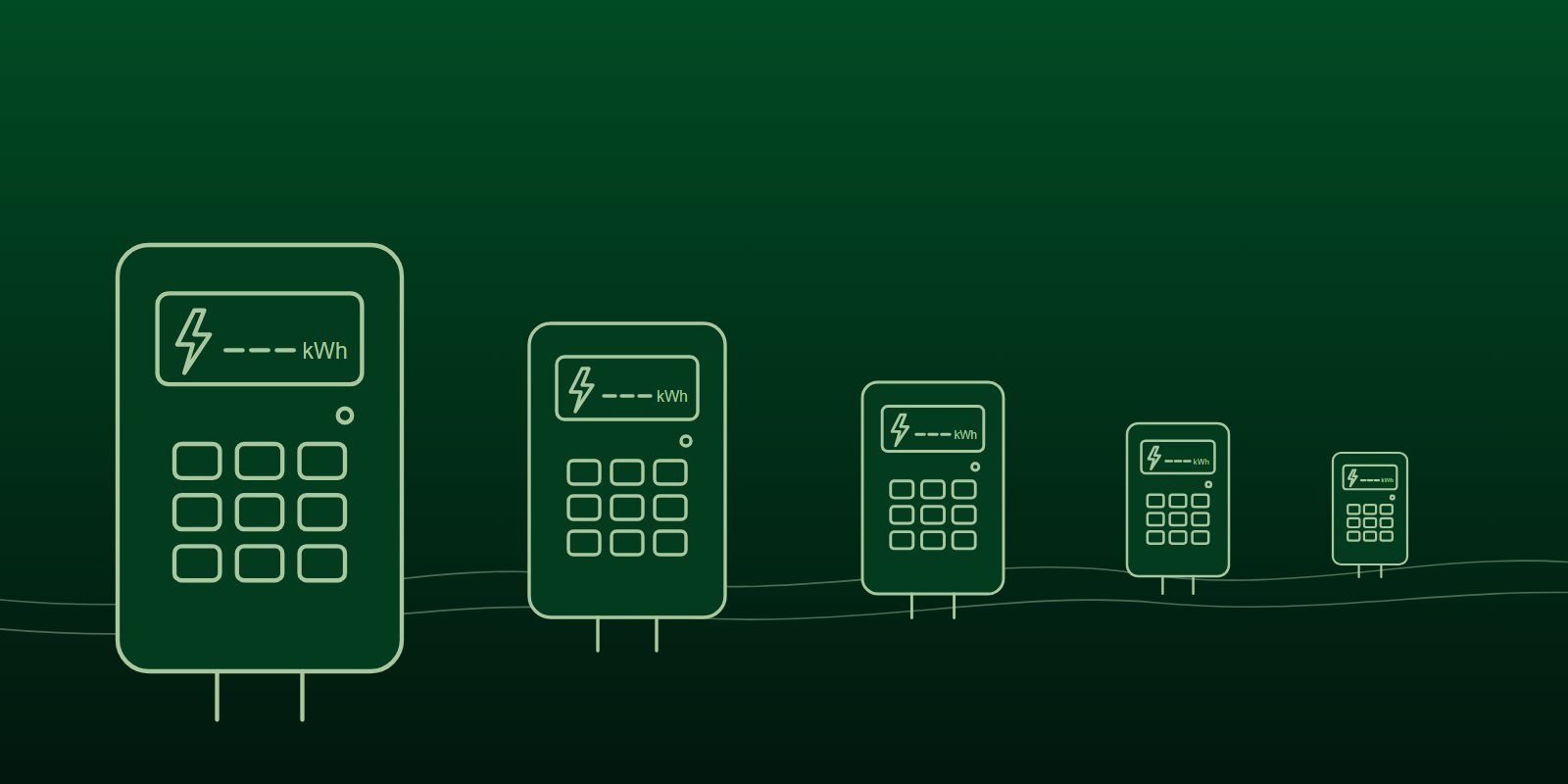 Line drawings of prepaid electricity meters